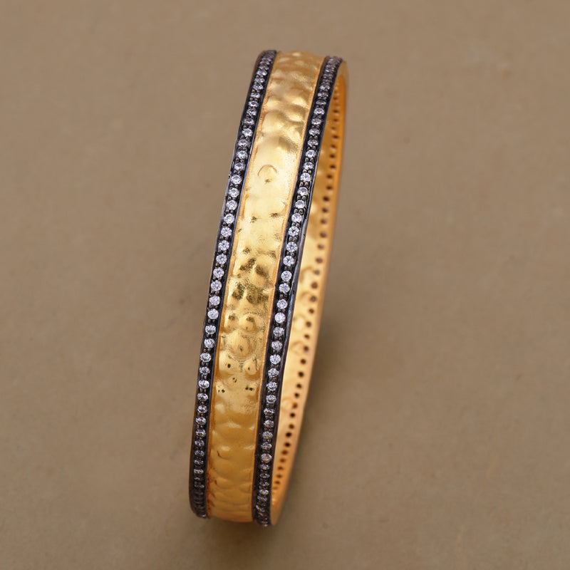 TWO TONNED TEXTURED CZ BANGLE