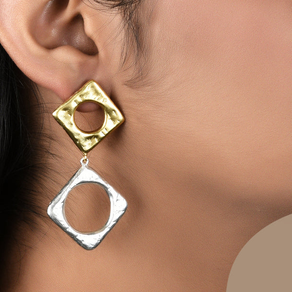 Light Weight Hammered Geometric Earrings