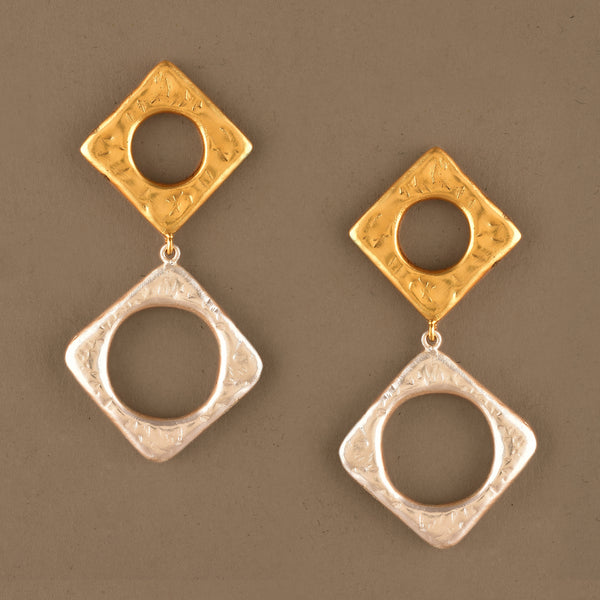 Light Weight Hammered Geometric Earrings
