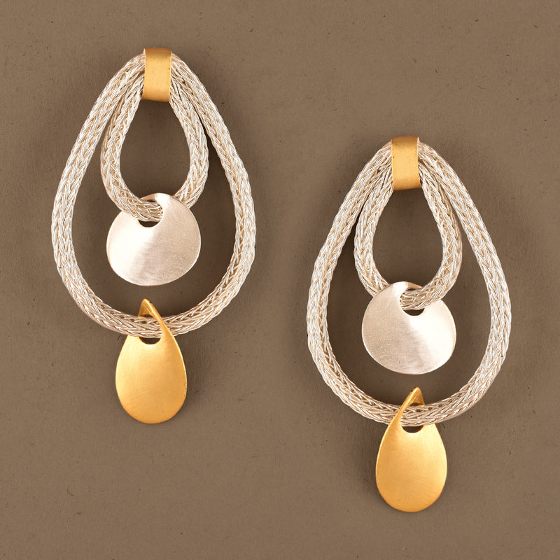 Concentric Mesh Pear Drop earrings