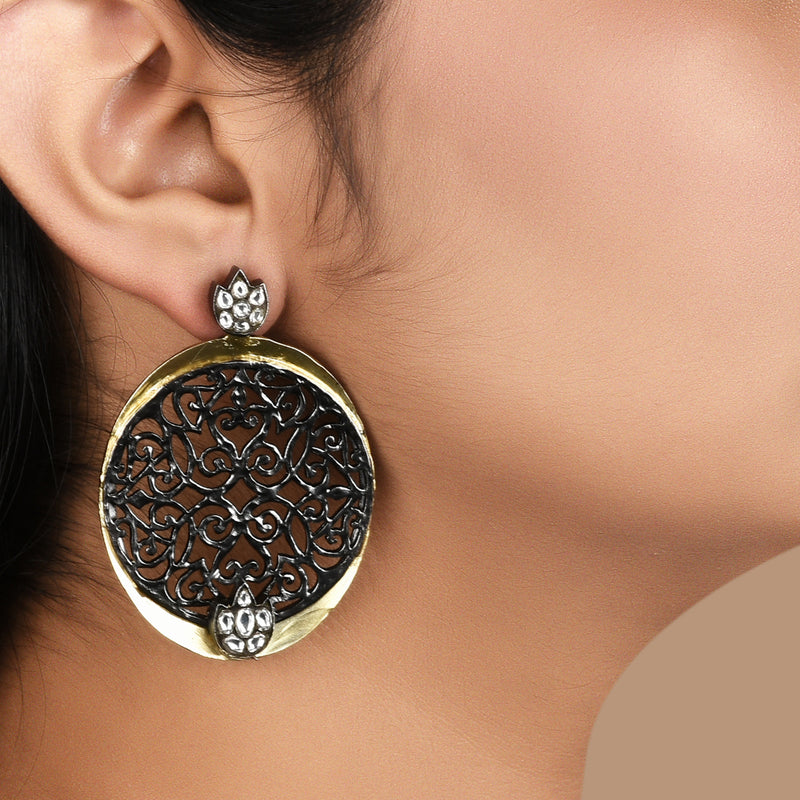 Black rhodium Jaali earrings
