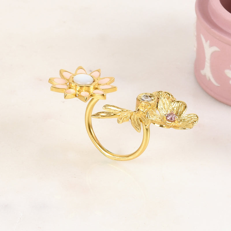 TWIN TONED FLORET RING