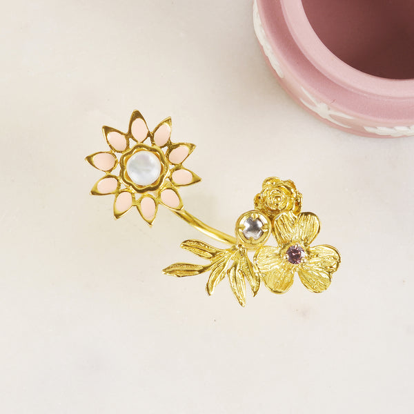 TWIN TONED FLORET RING