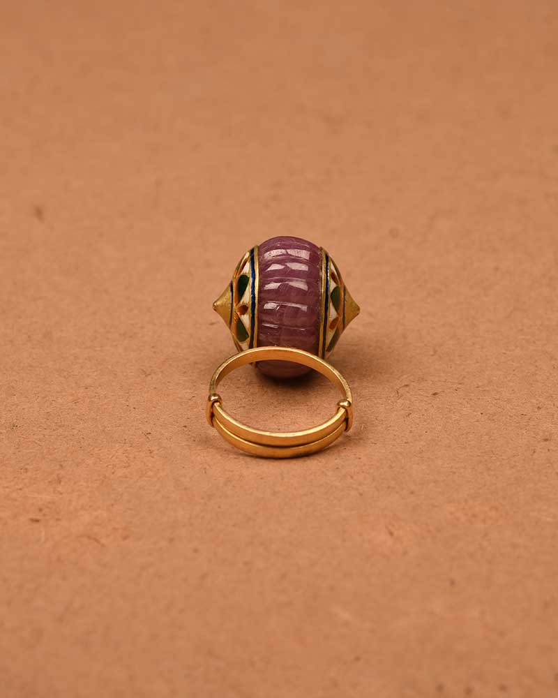 CARVED RUBY MELON RING