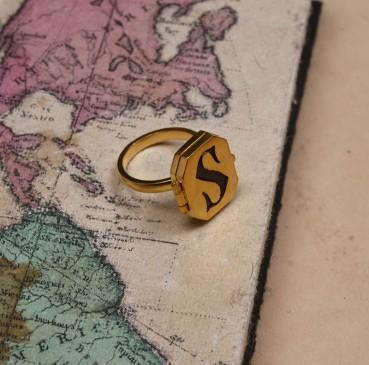 INITIAL GOLD PLATED RING
