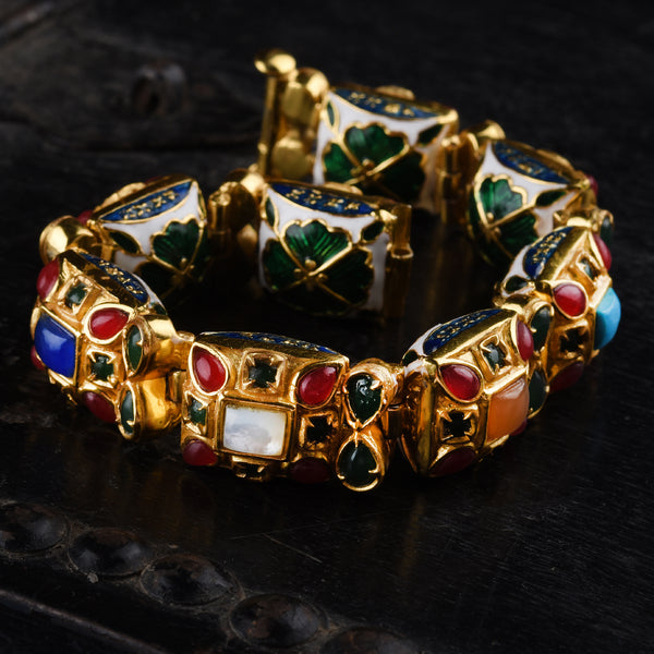 Vintage Statement Chunky Colorful Beads Bracelet For Women Jewelry 18K Gold  PVD Waterproof Designer T Show Runway Gown Rare INS - AliExpress