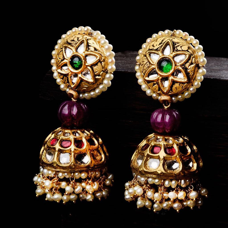 FLORAL JHUMKIS -STERLING SILVER