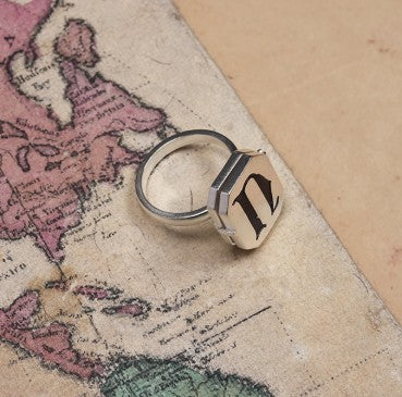 SILVER PLATED INITIAL RING
